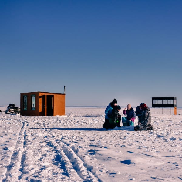 Ice fishing with Aventure Lac Saint-Jean. 