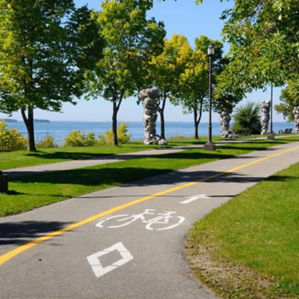 Bike path on the banks of the St. Lawrence River