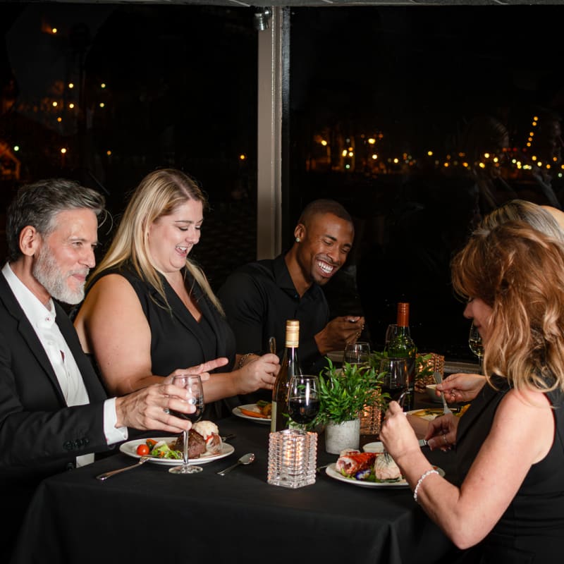 Group of friends at a dinner-cruise.