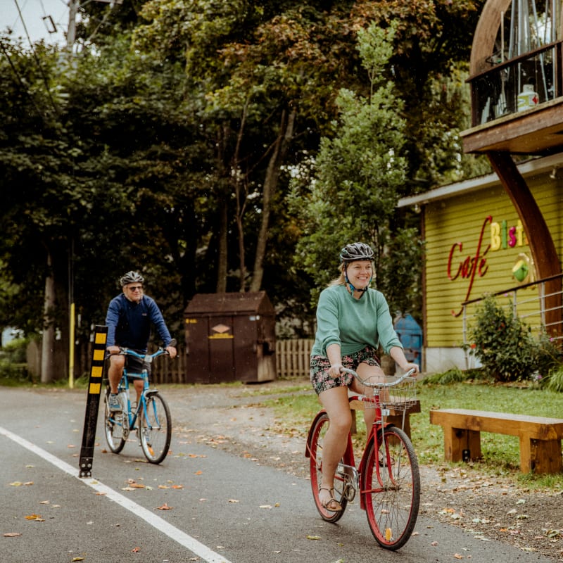 Two people on bicycles