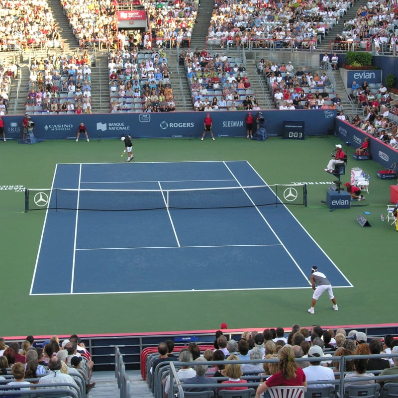 Aerial view of a tennis court