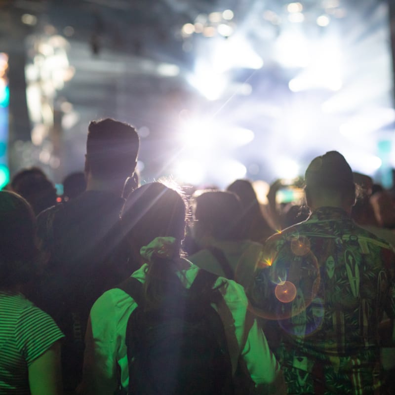 Crowd in front of a stage at night