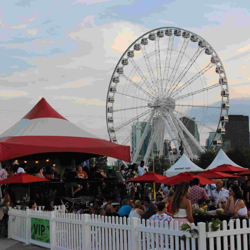Crowd at the Taste of the Caribbean festival in front of the Montreal ferris wheel