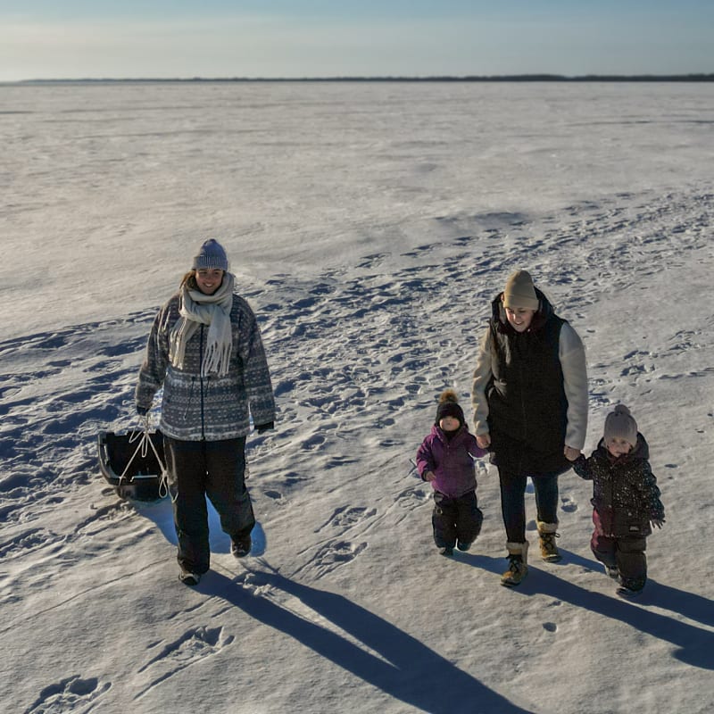 A family in the snow