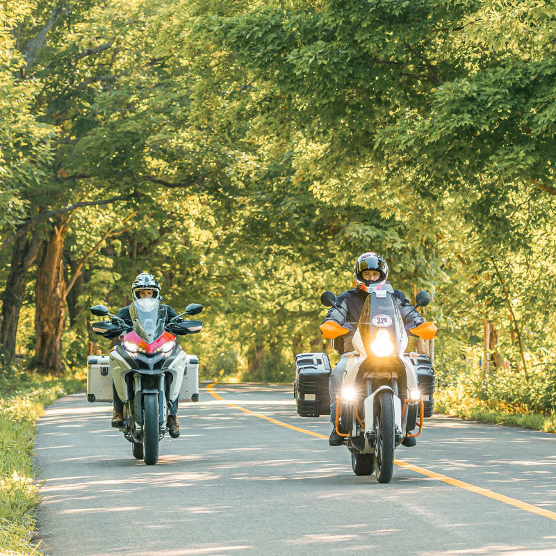 2 motorcyclists on the road
