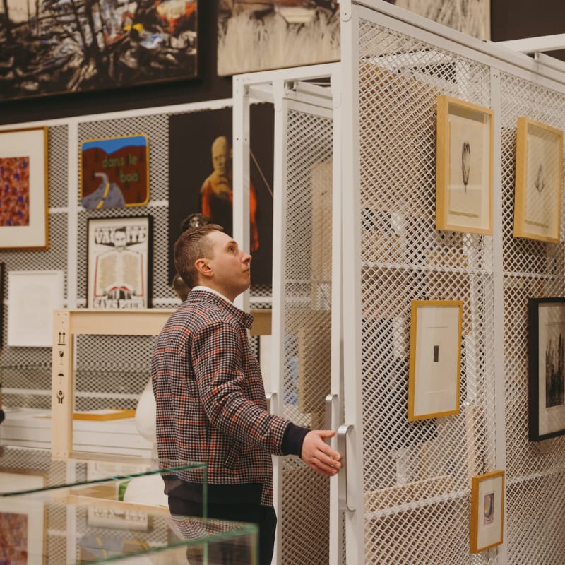 MA, Rouyn-Noranda Art Museum - An individual looking at artworks