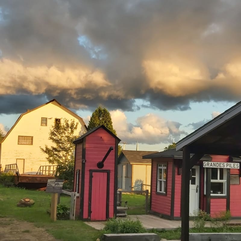 Exterior view of several buildings at the Loggers' Village