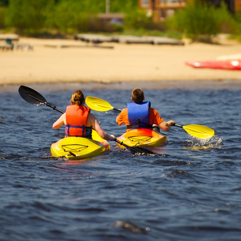 Couple in kayaks.