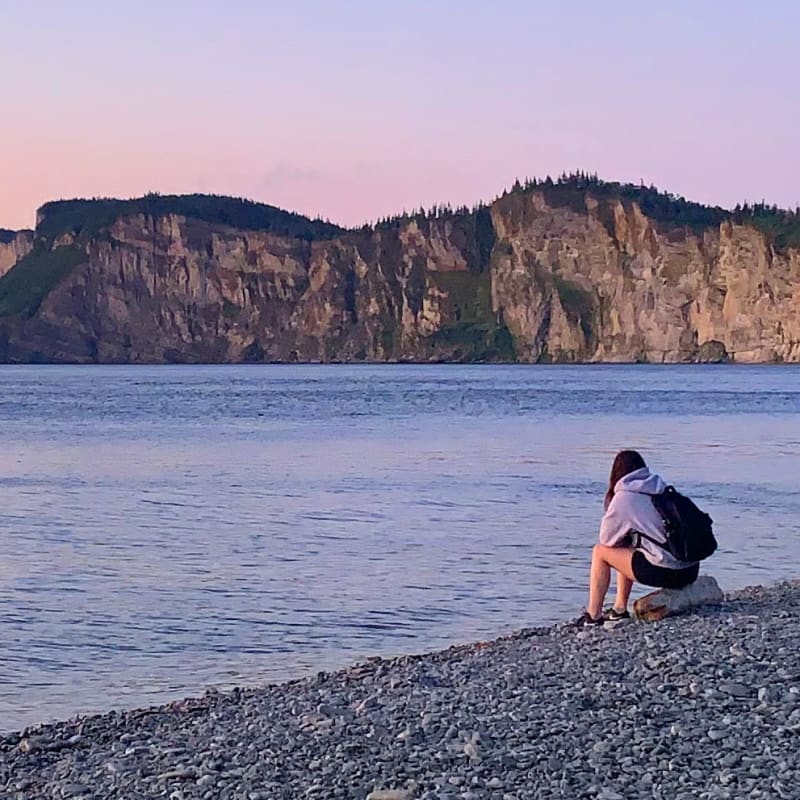 Person next to the water.