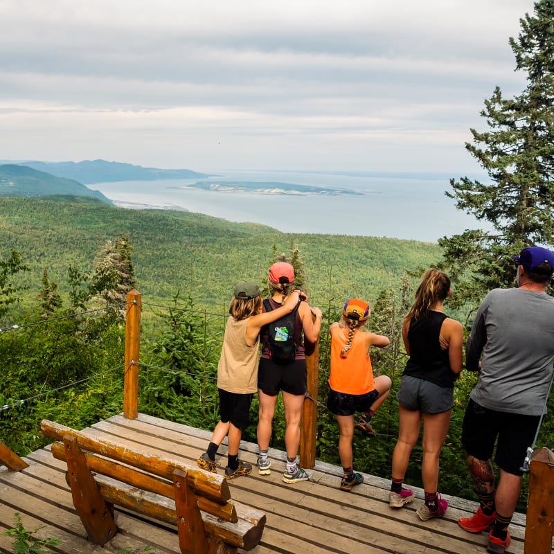 Family on a lookout in Charlevoix.
