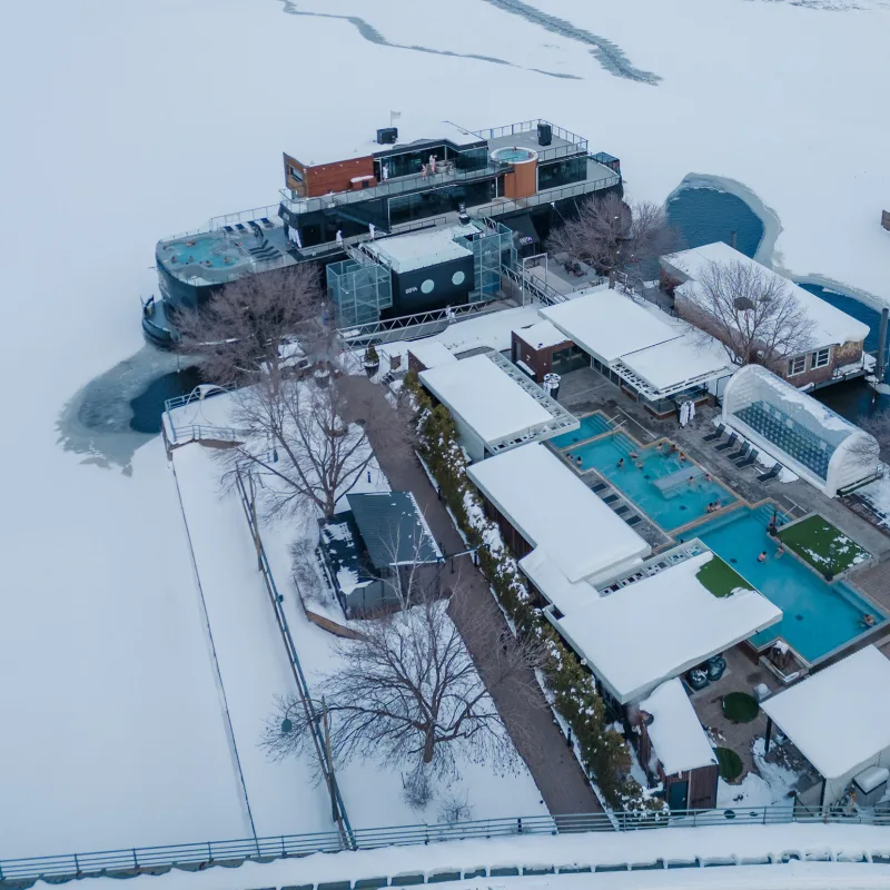 Bota Bota spa facilities in the winter.