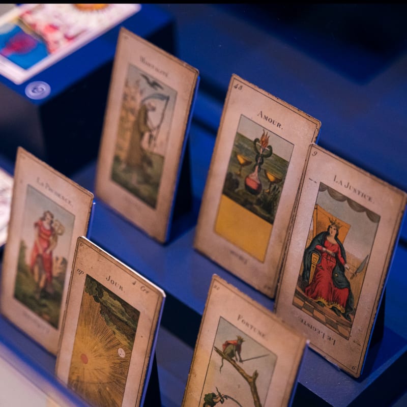 Tarot cards displayed at the Pointe-à-Callière museum