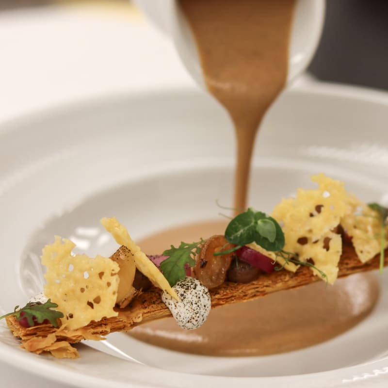 Fine dining dish served at Le Riverain restaurant at Hotel & Spa Ripplecove.