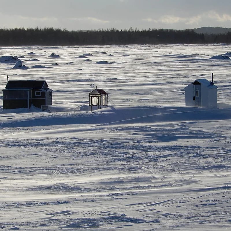 Ice fishing cabins,