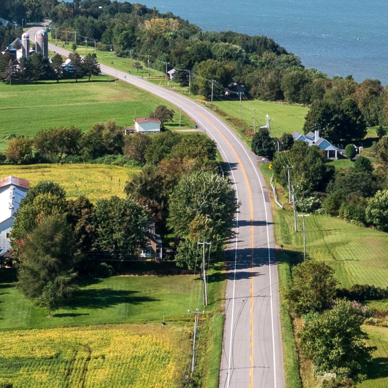 Aerial view of a road in the Centre-du-Québec region
