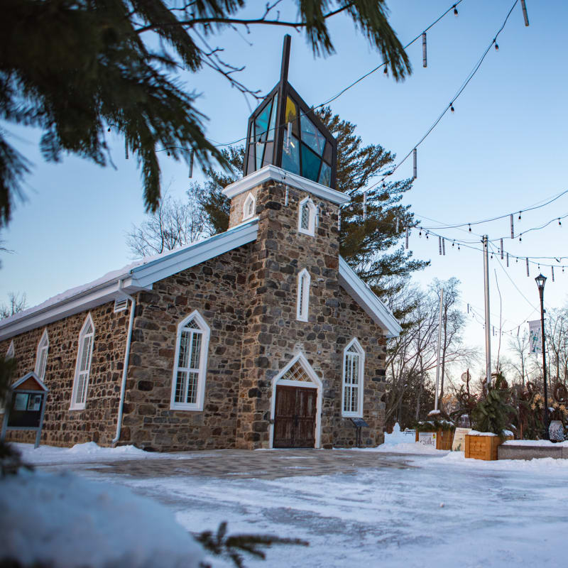 Church and square in the winter.