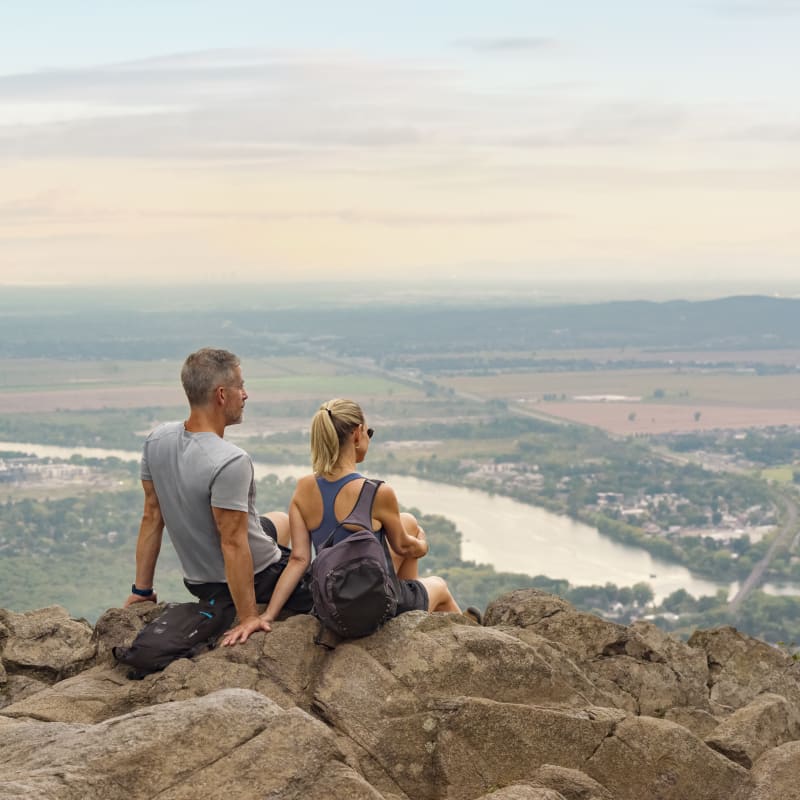 Admiring the view of the river.