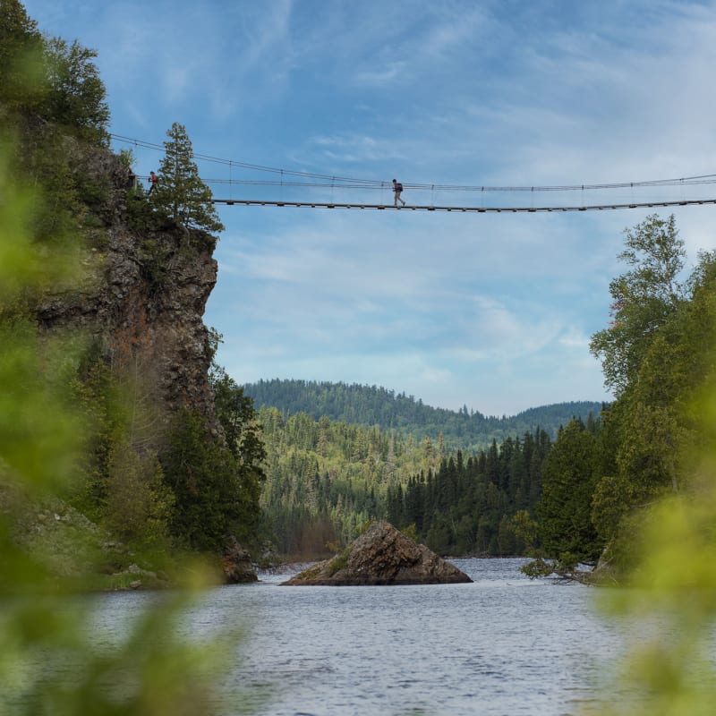 Suspension bridge in a national park in Abitibi-Témiscamingue.