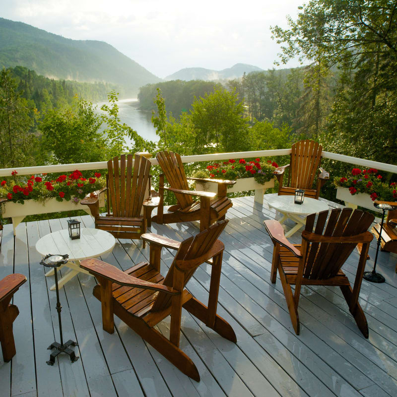 Chairs on a patio in Gaspésie.