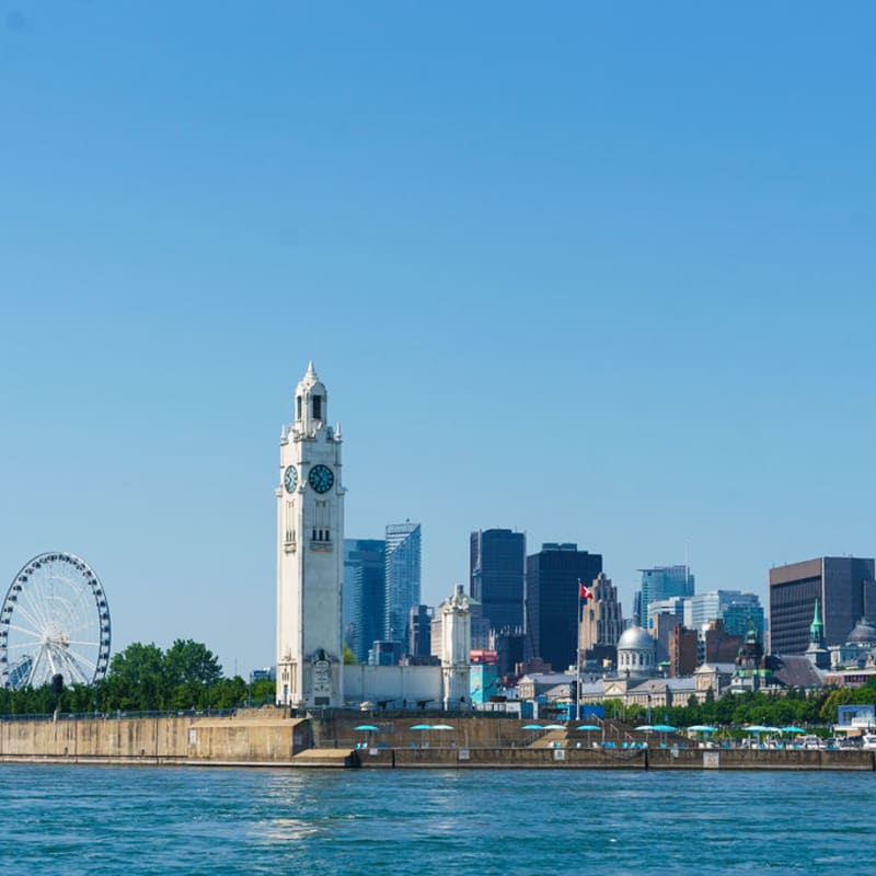 The Old Port of Montréal seen from the water.
