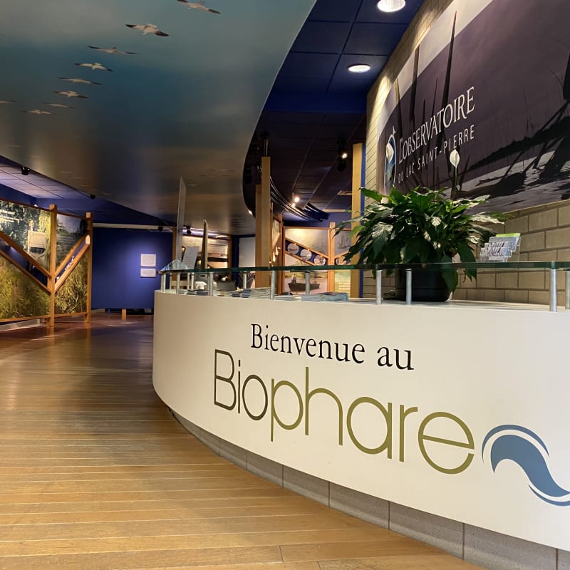 Biophare museum reception desk.