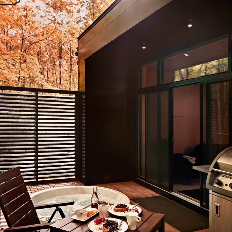 Les chalets de cabin Sutton en automne.