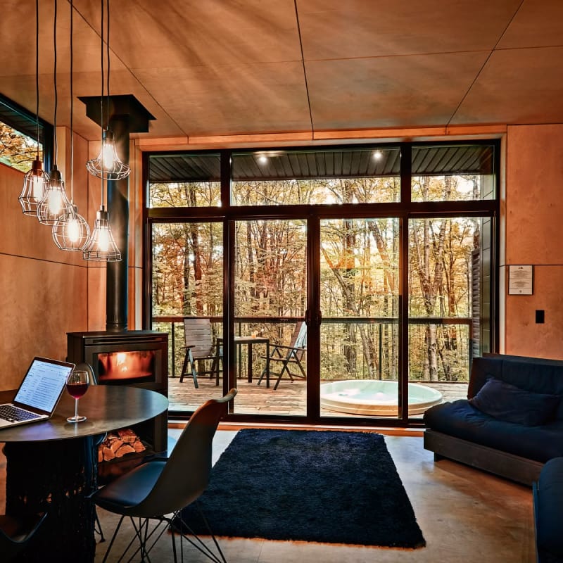 Les chalets de cabin Sutton en automne.