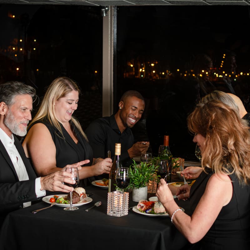 Group of friends at a dinner-cruise.