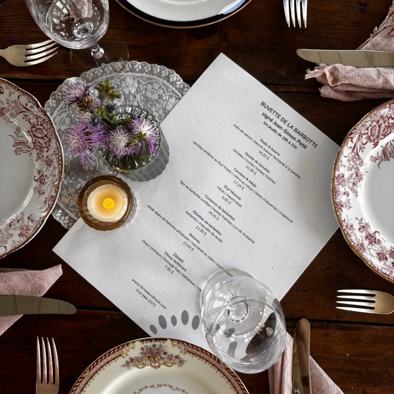 Menu at the farm-to-table experience at Ferme du Mihouli.