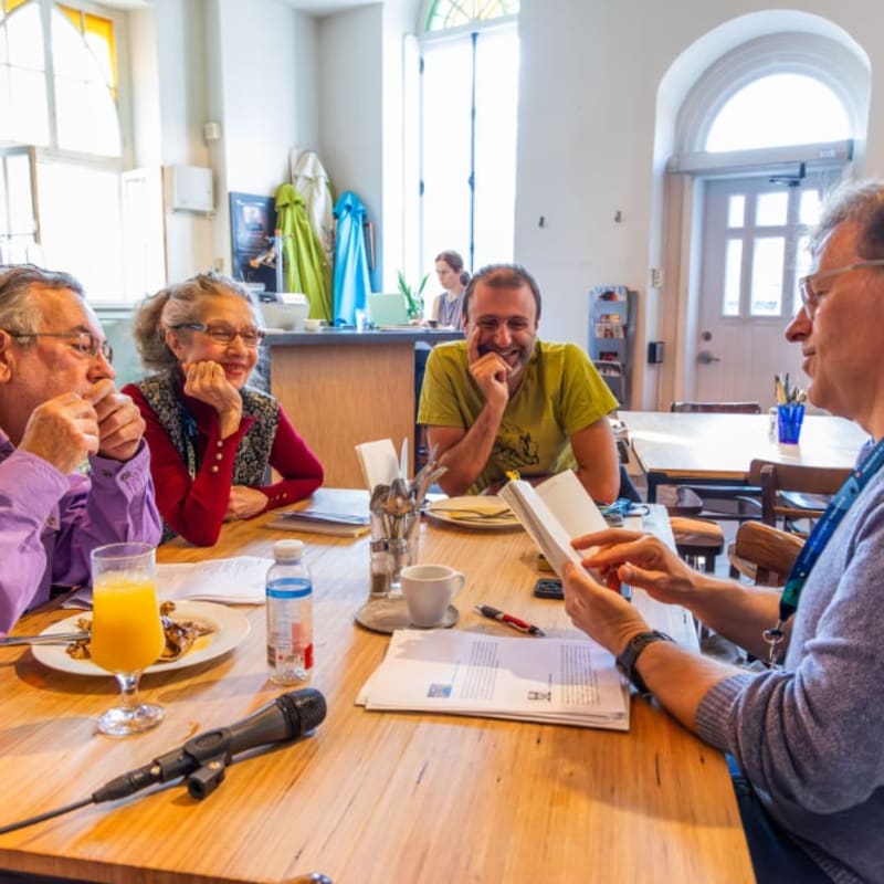 Discussion group at the Festival international de poésie de Trois-Rivières.