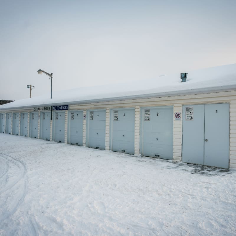 Snowmobile garage at Hôtel Universel Rivière-du-Loup.