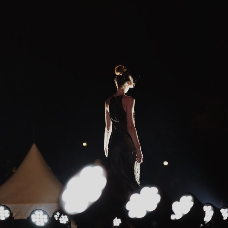 Model at a fashion show at ItalfestMTL.