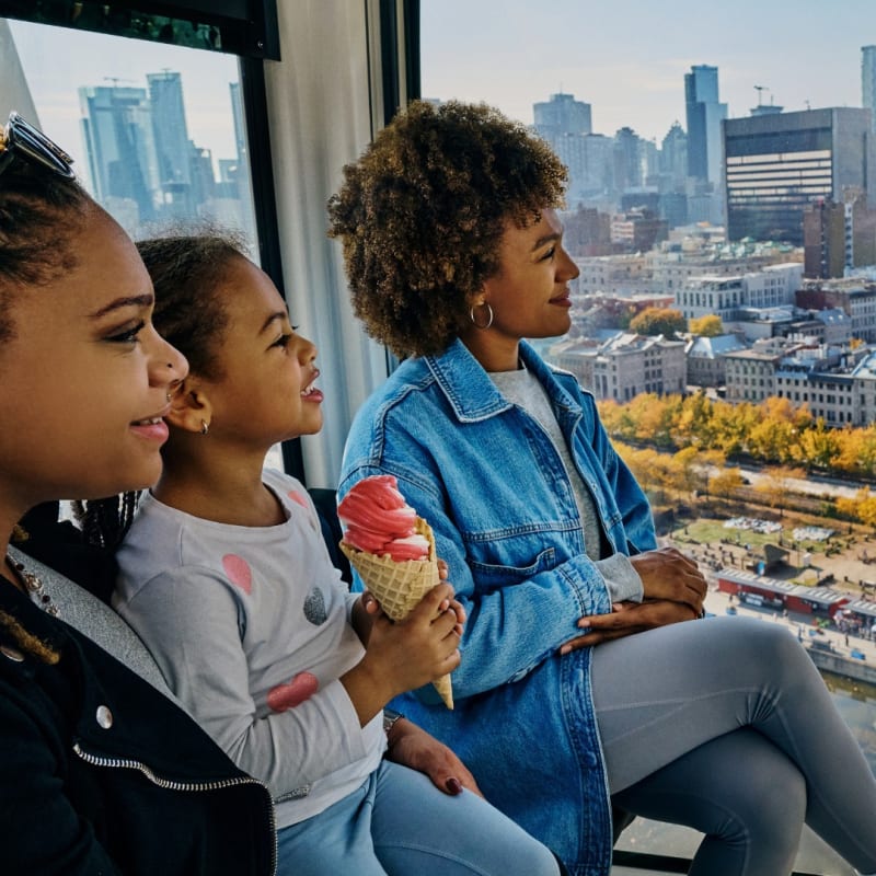 Famille dans une cabine de la Grande Roue.