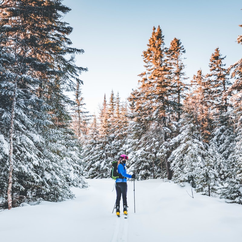 Person cross-country skiing at Mont Grand-Fonds.