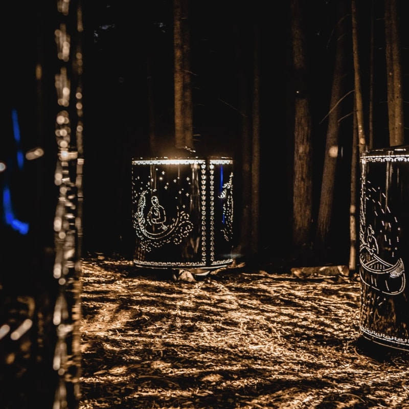 Illuminated section of the Onhwa' Lumina nighttime trail.