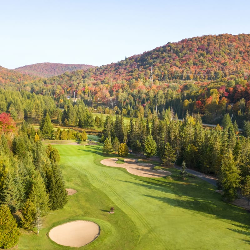 Aerial view of the Royal Laurentian Golf Club in the fall.