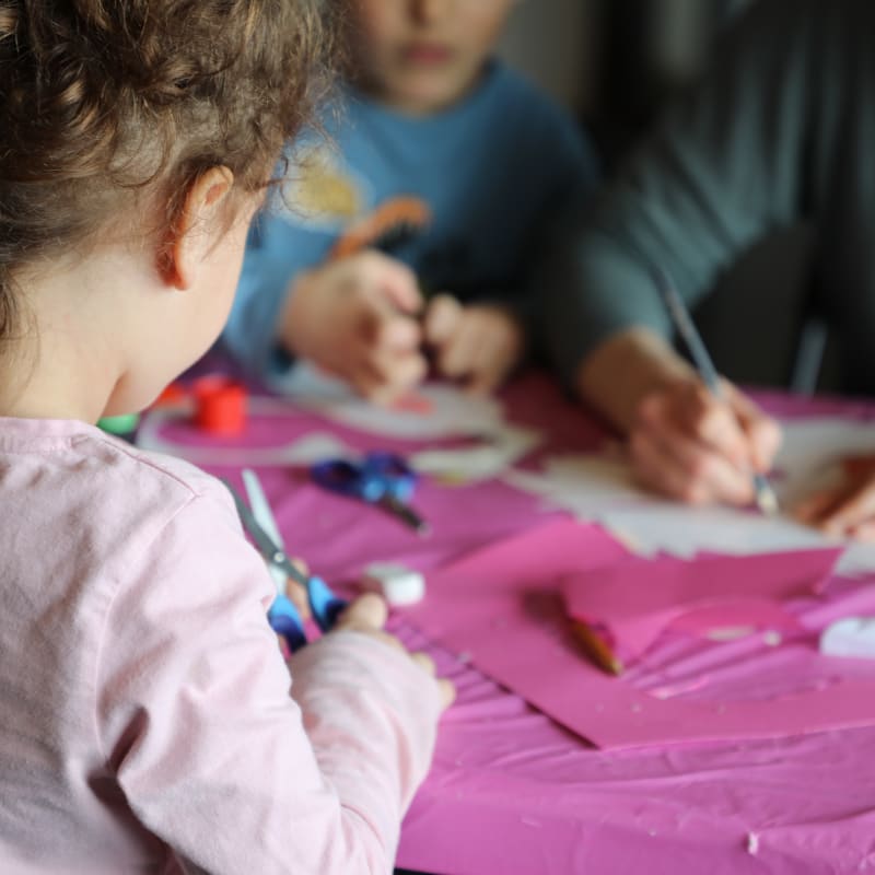 Young girl participating in an art workshop
