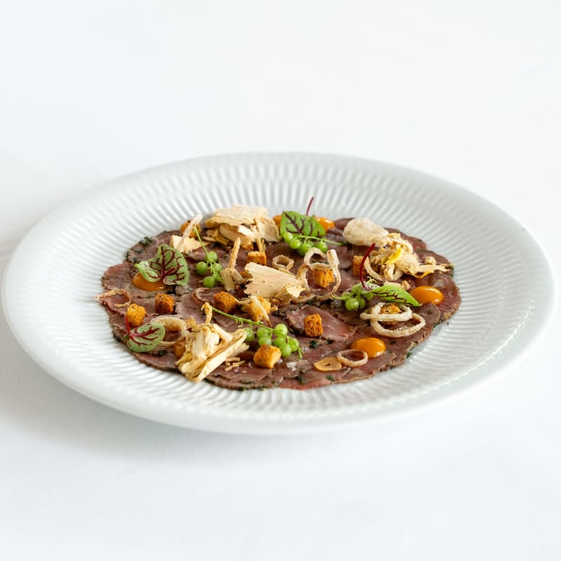 A gourmet dish made with mushrooms.