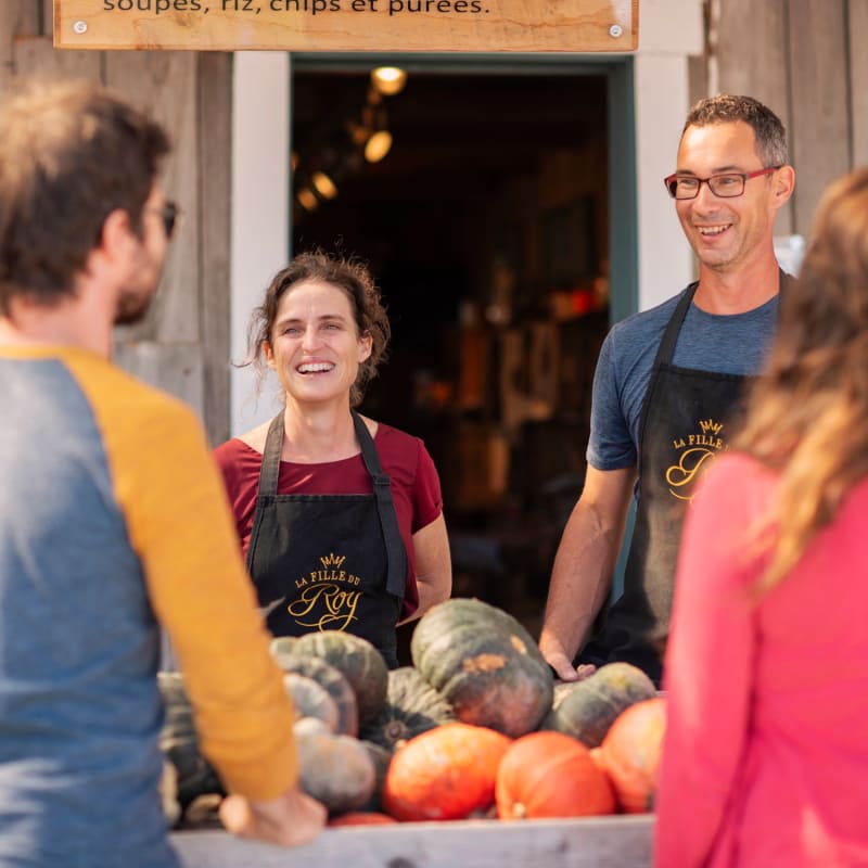 Pumpkin kiosk at Ferme Fille du Roy.