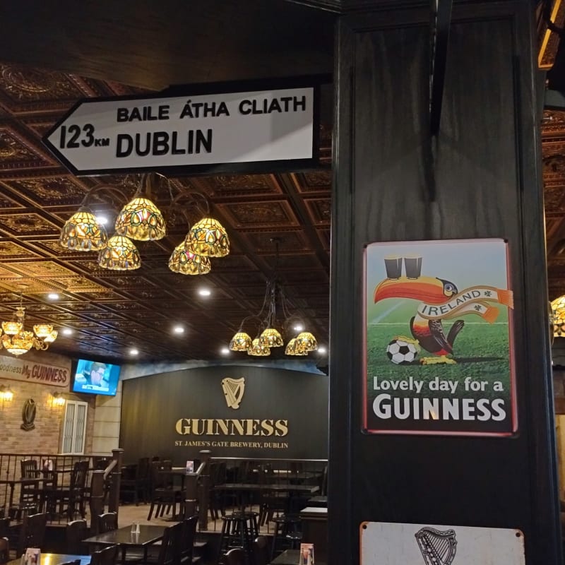 Guinness metal posters in an Irish pub. 
