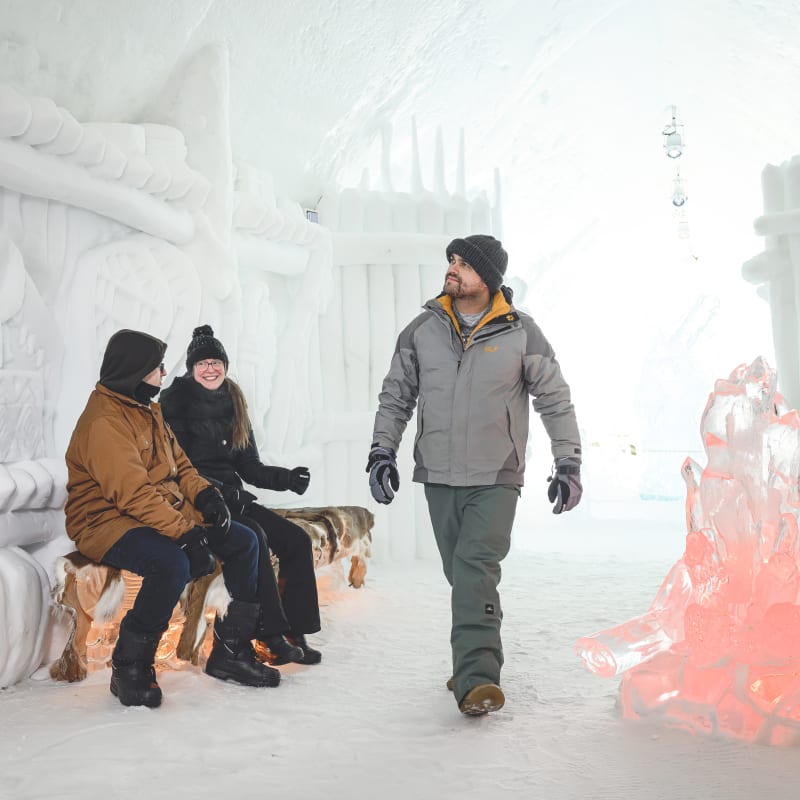 Sculptures inside the Ice Hotel