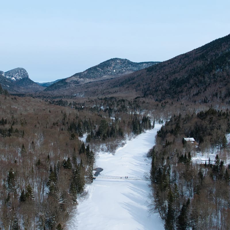 Aerial view of nature in winter. 