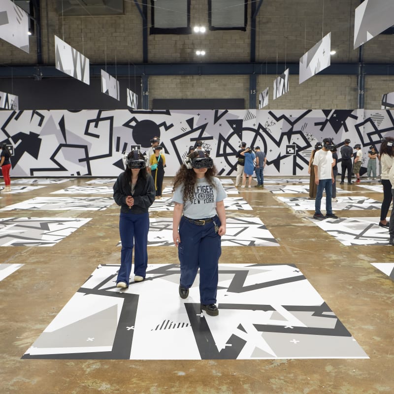 Participants in a virtual reality activity.