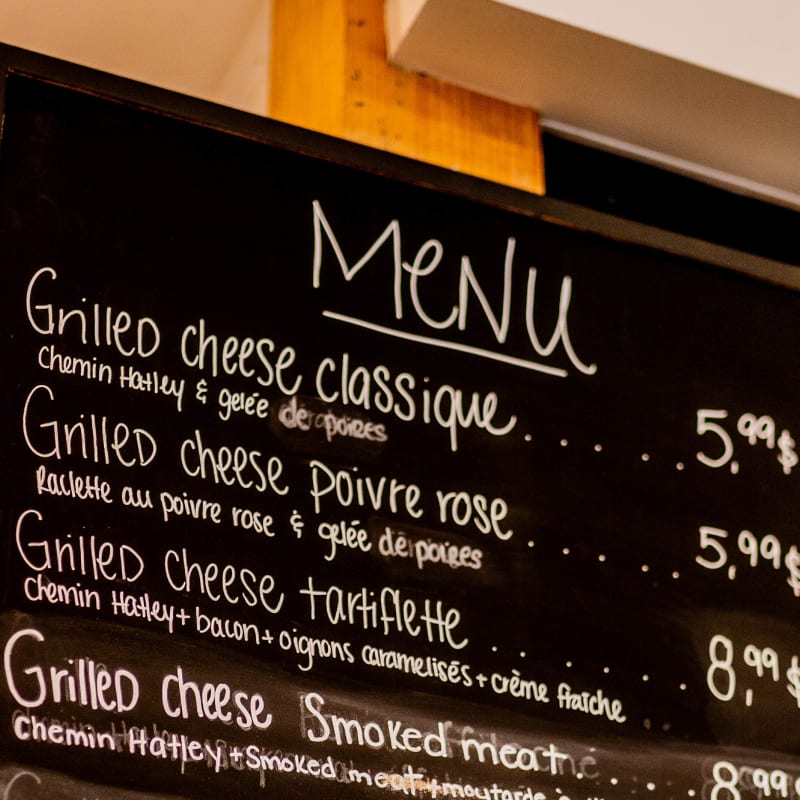 Menu at Fromagerie La Station à Coaticook.